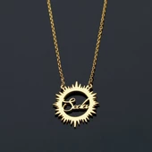 Vaoov 925 Ayar Gümüş Kişiye Özel İsimli Güneş Kolye thumbnail 2