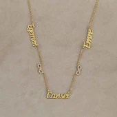 Vaoov 925 Ayar Gümüş Kişiye Özel Çift Sonsuzluk Üç İsim Kolye thumbnail 2