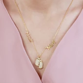 Vaoov 925 Ayar Gümüş Kişiye Özel İsimli Ayak İzi Kolye thumbnail 1