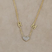 Vaoov 925 Ayar Gümüş Kalpli Harfli Kolye thumbnail 2