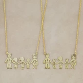 Vaoov 925 Ayar Gümüş Kişiye Özel Beş Figürlü Aile Kolyesi thumbnail 2