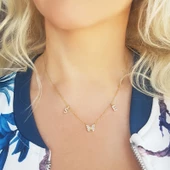 Vaoov 925 Ayar Gümüş Kelebekli Harf Kolye thumbnail 1