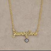 Vaoov 925 Ayar Gümüş Kişiye Özel El Yazısı İsimli Göz Nazarlı thumbnail 2