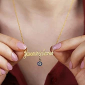 Vaoov 925 Ayar Gümüş Kişiye Özel El Yazısı İsimli Göz Nazarlı thumbnail 1