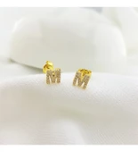 Vaoov 925 Ayar Gümüş Taşlı Harf Küpe thumbnail 1