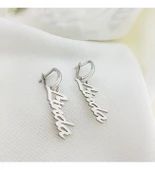 Vaoov 925 Ayar Gümüş Dikey İsim Küpe thumbnail 1