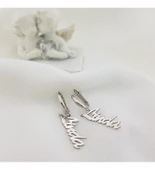 Vaoov 925 Ayar Gümüş Dikey İsim Küpe thumbnail 3