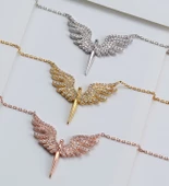 Vaoov 925 Ayar Gümüş Melek Kanatlı Kılıç Kolye thumbnail 4