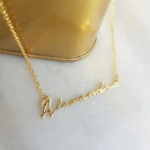 925 Ayar Gümüş El Yazısı İmza Kolye thumbnail 3