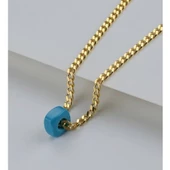 Vaoov 925 Ayar Gümüş Mavi Boncuklu Gurmet Zincir Kolye thumbnail 2