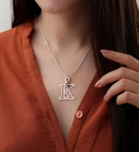 Vaoov 925 Ayar Gümüş Kişiye Özel Harfli Nazarlı Kolye thumbnail 2