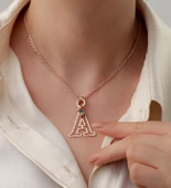 Vaoov 925 Ayar Gümüş Kişiye Özel Harfli Nazarlı Kolye thumbnail 1