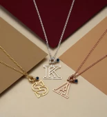 Vaoov 925 Ayar Gümüş Kişiye Özel Harfli Nazarlı Kolye thumbnail 3