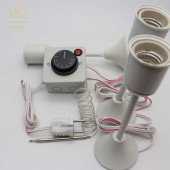 Termostat Kontrollü Düğmeli Yanan 1 Lamba Çıkışlı 2 Uzun Duyu Seti Hayvan Sürüngen Isıtma Sistemi - 3