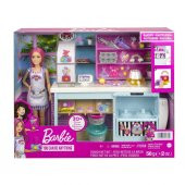Barbie Pasta Dükkanı Oyun Seti ve Pembe Saçlı 30 cm Minyon Bebek HGB73, Fırın Standı, Pasta Yapma Özelliği, 20den Fazla Oyun Parçası, 3 Yaş ve Üzeri için thumbnail 3