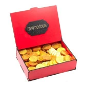 Sevdiklerinize Özel Kırmızı Ahşap Hediye Kutusunda Para Çikolata ( İyi ki Doğdun Yazılı ) - 1