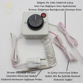 Termostat Kontrollü Düğmeli Yanan 1 Lamba 1 Sarkan Duyu Çıkışlı Seti Hayvan Güvercin Isıtma Sistemi - 4