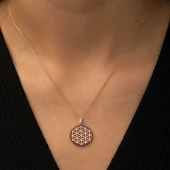 Gümüş Rose Yaşam Çiçeği Kolye thumbnail 3