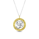 Gümüş Gold Yengeç Burcu Kolye - 2
