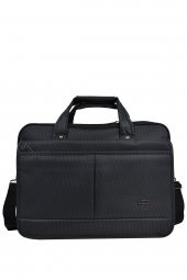 Elatae Lüks Kumaş Çok Gözlü Laptop & Evrak Çantası Siyah 71439 thumbnail 2