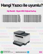 Hp Deskjet Ink Advantage 2136 Orjinal Kartuş Takımı / Hp 652 Siyah ve Renkli Kartuş Takımı - 2