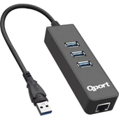 QPORT Q-U3G 3xUSB 3.0 ÇOKLAYICI + GIGABIT ETHERNET ADAPTOR thumbnail 1