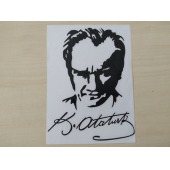 K. ATATÜRK STİCKER Siyah 17,5x12cm ATATÜRK SİLÜETİ STİCKER, ATATÜRK ETİKETİ, ATATÜRK ÇIKARTMASI - 1