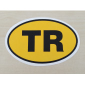TR STİCKER 13x8,5cm Sarı OVAL TR YAZISI, TR ETİKETİ, TR ÇIKARTMASI - 1