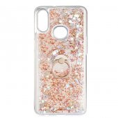 Samsung Galaxy A10S Kılıf Milce Simli Sıvılı Yüzüklü Kapak - 2