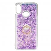 Samsung Galaxy A10S Kılıf Milce Simli Sıvılı Yüzüklü Kapak - 4