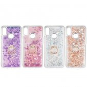 Samsung Galaxy A10S Kılıf Milce Simli Sıvılı Yüzüklü Kapak - 6