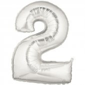 Şekilli Supershape Silver Rakam Folyo Balon 2 Numara - 1