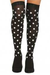 Siyah Üzeri Beyaz Puantiyeli Halloween Partisi Çorabı 1 Çift - 1