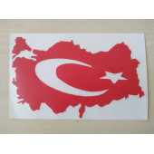 TÜRKİYE HARİTASI STİCKER 18x11cm TÜRK BAYRAĞI STİCKER - AYYILDIZ ÇIKARTMASI, AY YILDIZ ETİKETİ - 1