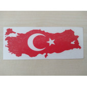 TÜRKİYE HARİTASI STİCKER 12x5cm TÜRK BAYRAĞI STİCKER - AYYILDIZ ÇIKARTMASI, AY YILDIZ ETİKETİ - 1