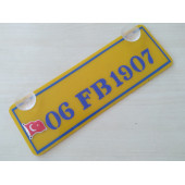 SARI DEKOR PLAKA - 34 FB 1907 kişiye özel (22x7,5cm) SARI LACİVERT PLAKA vantuzlu Pleksi Dekor Levha - 3