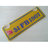 SARI DEKOR PLAKA - 34 FB 1907 kişiye özel (22x7,5cm) SARI LACİVERT PLAKA vantuzlu Pleksi Dekor Levha - 4