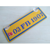 SARI DEKOR PLAKA - 34 FB 1907 kişiye özel (22x7,5cm) SARI LACİVERT PLAKA vantuzlu Pleksi Dekor Levha - 5