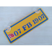 SARI DEKOR PLAKA - 34 FB 1907 kişiye özel (22x7,5cm) SARI LACİVERT PLAKA vantuzlu Pleksi Dekor Levha - 6