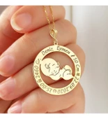 Vaoov 925 Ayar Gümüş Bebek Doğum Bilgisi Kolye - 3