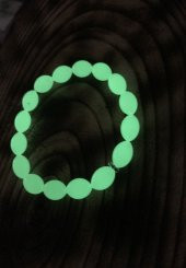 Gümüş Aparatlı Karanlıkta Parlayan Bay Bayan  Toz Kehribar Bileklik - 1