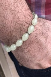 Gümüş Aparatlı Karanlıkta Parlayan Bay Bayan  Toz Kehribar Bileklik - 3