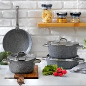 Schafer Millard Yanmaz Yapışmaz Tencere Seti 7 Parça-Gri - 1