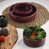 Keramika Mürdüm Stackable Salata/Çerez Seti 3 Parça - 1