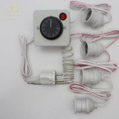 Termostat Kontrollü Düğmeli Yanan 1 Lamba 3 Sarkan Duyu Çıkışlı Seti Hayvan Köpek Isıtma Sistemi - 1
