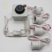 Termostat Kontrollü Düğmeli Yanan 1 Lamba 3 Sarkan Duyu Çıkışlı Seti Hayvan Köpek Isıtma Sistemi - 3