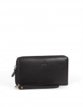 Aka 320-1 Düz Siyah Deri El Çantası - 1