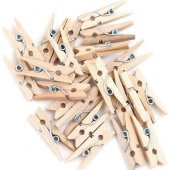Puti Ahşap Büyük Mandal Natural 12li - 2