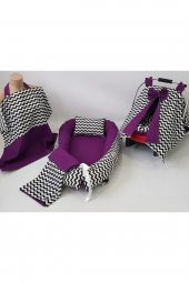 Siyah Zigzag Mor 6 Parçadan Oluşan Babynest Set - 1