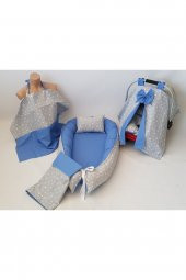 Küçük Gri Yıldız Mavi 6 Parçadan Oluşan Babynest Set - 2